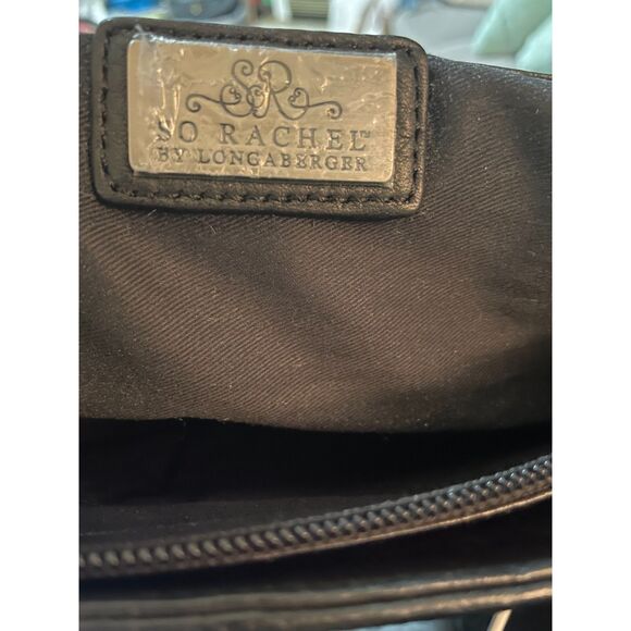 SO Rachel by Longaberger Black Woven Shoulder Bag Purse Faux Leather Y2K - Picture 9 of 10